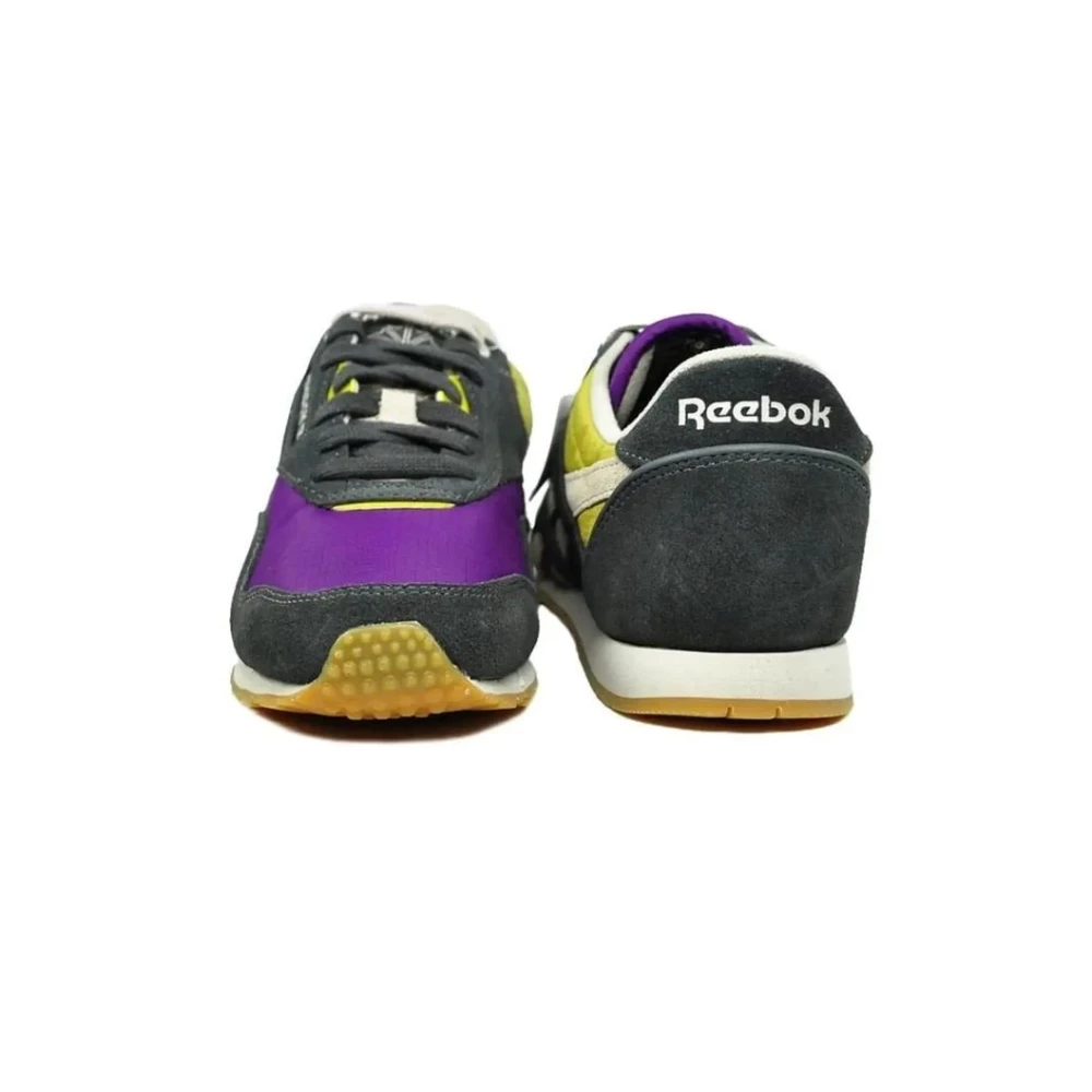 Кроссовки подростковые для девочки Reebok черные фиолетовые желтые серые на шнурках