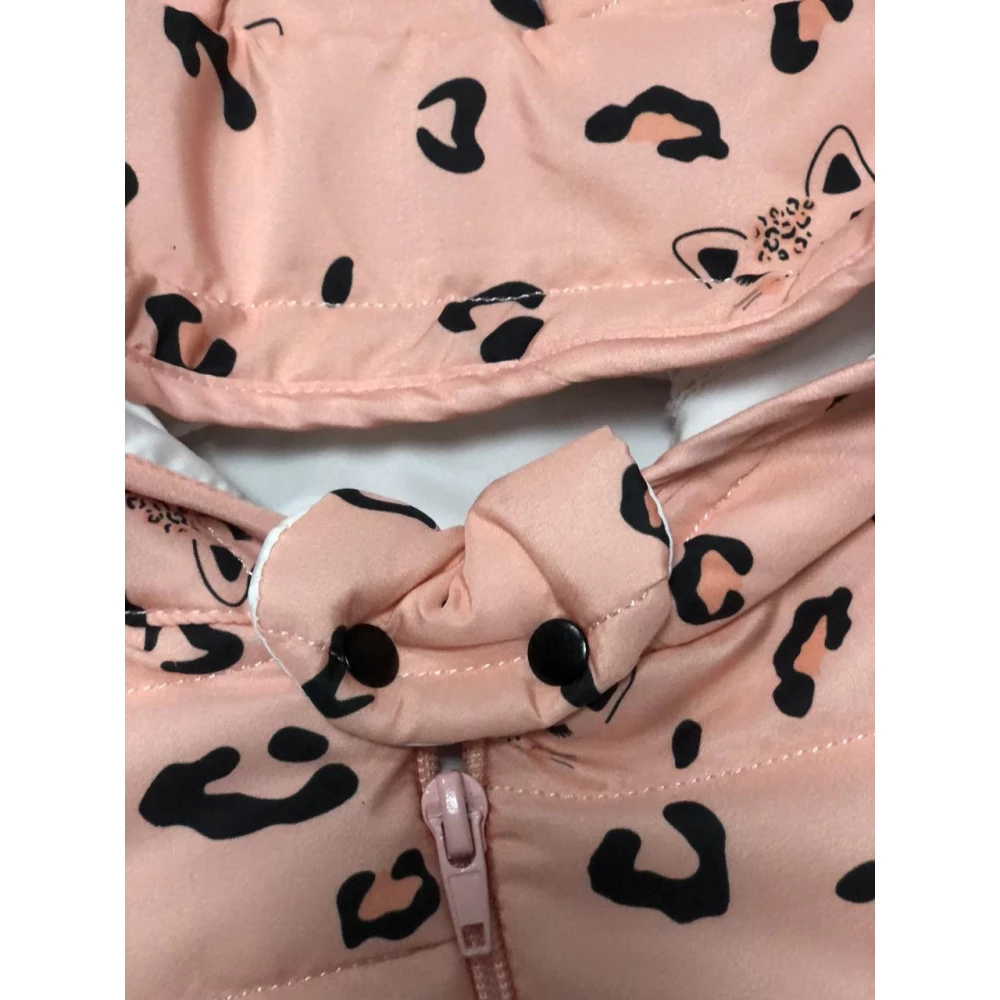 Дитячий, утеплений комбінезон “Леопардовий“, персиковий, для дівчинки 3-6-12-18 міс.