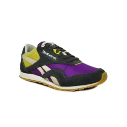 Кроссовки подростковые для девочки Reebok черные фиолетовые желтые серые на шнурках