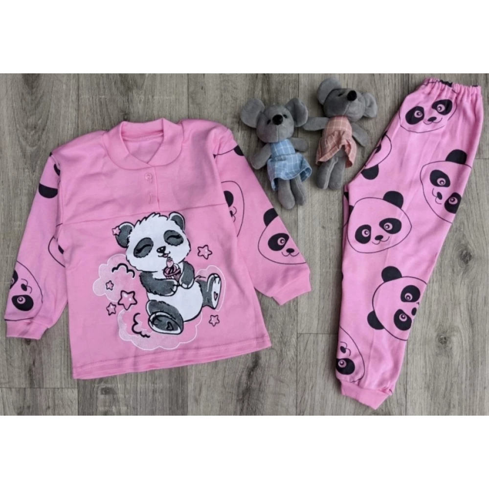 Дитяча піжама, інтерлок, “Пандочки“, рожевий, дівчинка, на 2-4-6 років